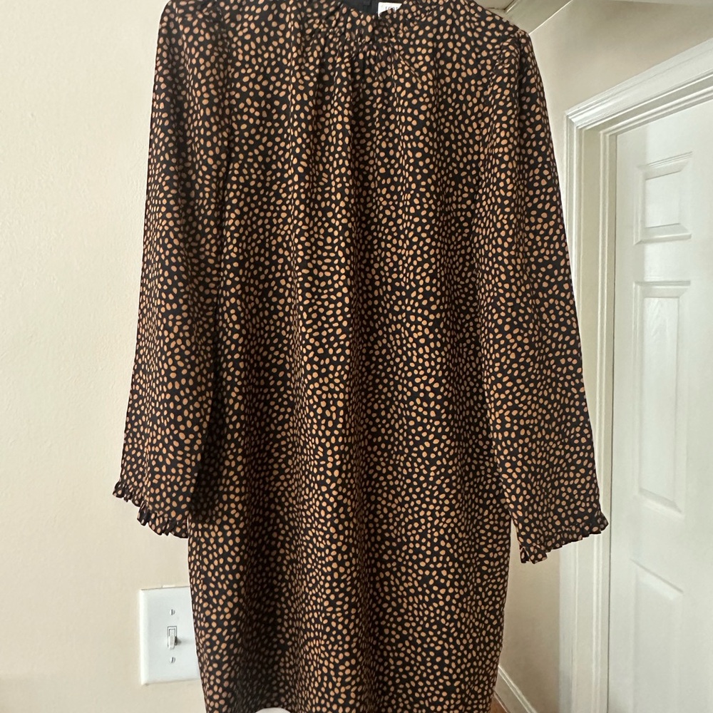 J. Crew Black and Brown Long Sleeve Dress